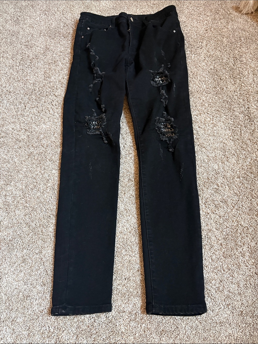AMIRI Black Distressed Skinny Jeans for Women